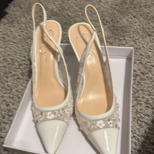 Elegant White Slingback Heels